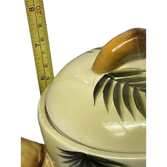 Pacific Rim Ceramic Tea Pot Hand Painted Parrots Palm Trees Bamboo 8.5" - Picture 3 of 11